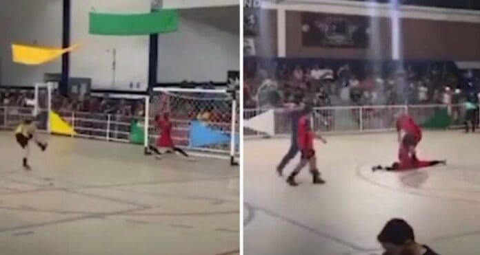 Video: Muere arquero tras atajar un penal en un partido de futsal en Brasil