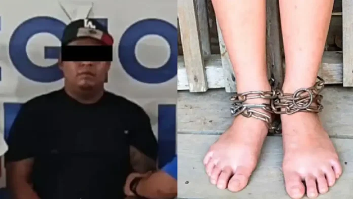 Hombre es detenido por presuntamente encadenar a sus hijos menores de edad para irse de fiesta en Oaxaca