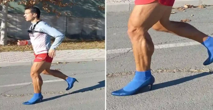 Atleta de España logra Récord Guinness al correr 100 metros hacia atrás con tacones en 16 segundos