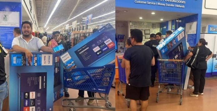 Caos en Walmart de Playa del Carmen; pantallas se vendían por error a 299 pesos. Al final los clientes no se las pudieron llevar.