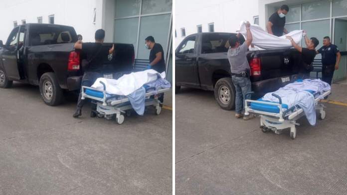 Trasladan cadáver de adulto mayor en batea de camioneta de la FGE por falta de unidades en Puebla
