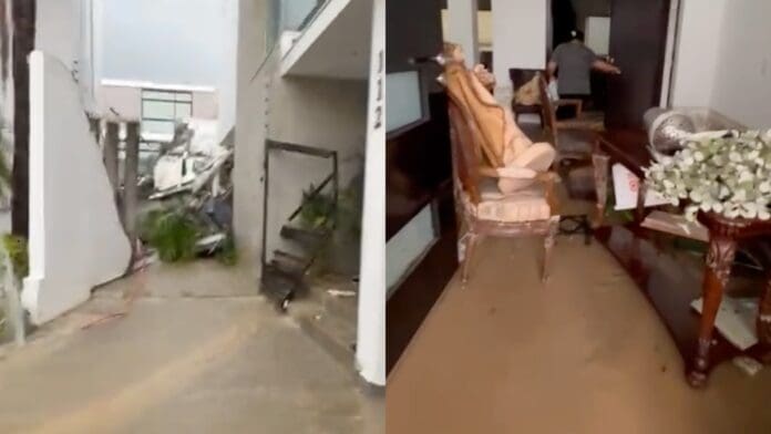 Bebé se encuentra grave tras caerle un muro durante inundación en Monterrey, Nuevo León