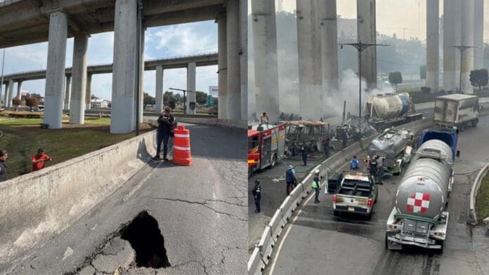 Preocupa a vecinos socavón formado en el Puente de la Concordia, donde explotó la pipa de gas en Iztapalapa