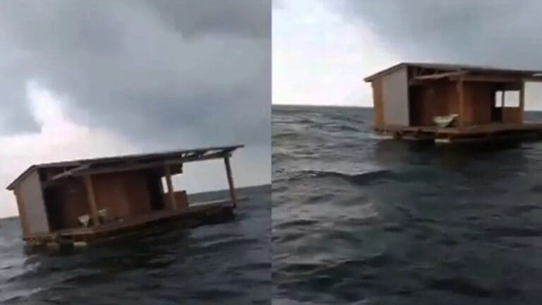 Video: Restaurante flotante aparece intacto tras ser arrastrado por las lluvias en Alvarado, Veracruz