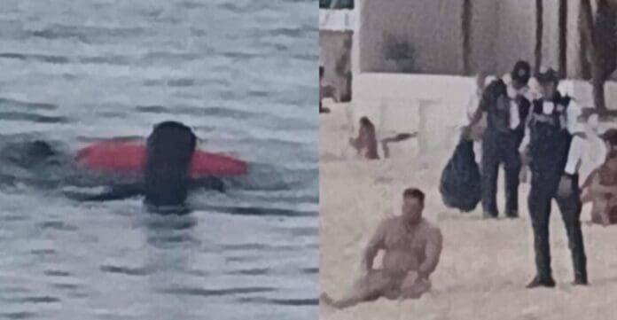 Salvan a dos sujetos que estuvieron a punto de morir ahogados en Playa del Carmen. Por fortuna había guardavidas.