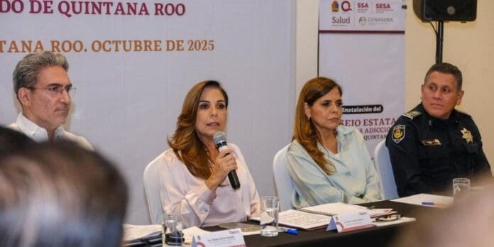 La gobernadora Mara Lezama instala en Quintana Roo el Consejo Estatal contra las Adicciones. Evento fue en Cancún.