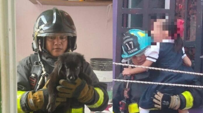 Heroico rescate; salvan a una niña y a su perrito de un incendio en Playa del Carmen . Por fortuna se evitó una tragedia.