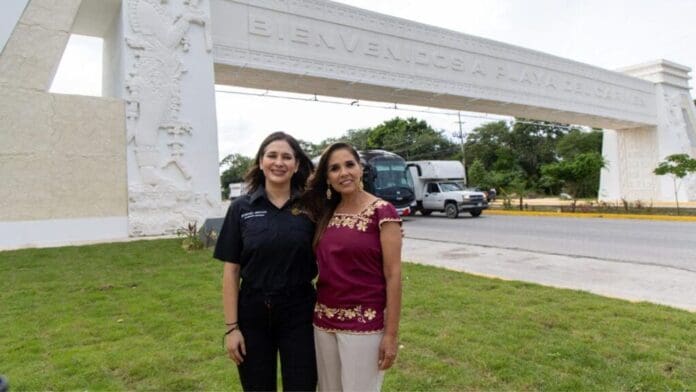 Mara Lezama y Estefanía Mercado inauguran el Arco de Acceso Norte de Playa del Carmen, equipado con alta tecnología en seguridad