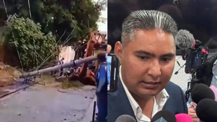 Video: Alcalde inaugura obra y derriba un poste de luz en Emiliano Zapata, Morelos