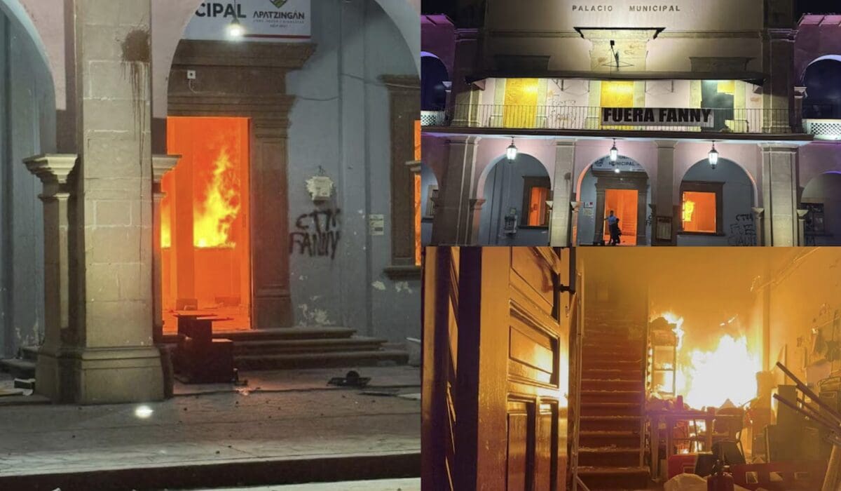 Incendian Palacio Municipal en Apatzingán, Michoacán, tras protesta por el asesinato de Carlos Manzo