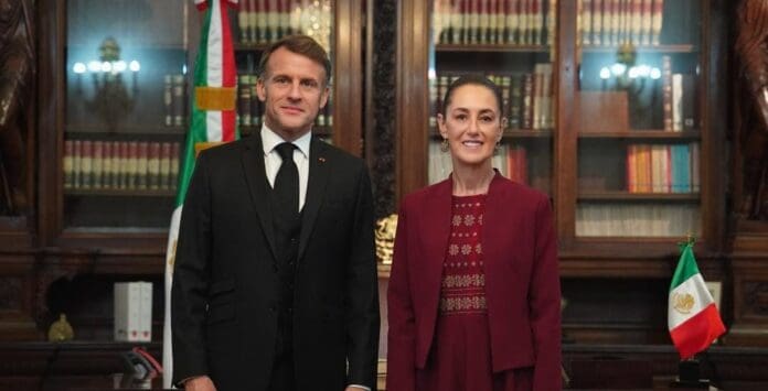 Claudia Sheinbaum Pardo recibió a su homólogo Emmanuel Macron, quien es presidente de Francia, en Palacio Nacional.