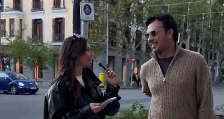 Una influencer entrevista a "Checo Pérez" en Madrid sin saber quién era; pidió ayuda para hallarlo, le gustó.