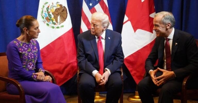 Claudia Sheinbaum Pardo se reúne con Donald Trump y Mark Carney luego del sorteo del Mundial 2026 en Estados Unidos.
