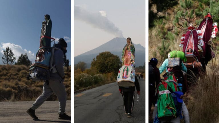 Peregrinos atraviesan el volcán Popocatépetl para ver a la Virgen de Guadalupe