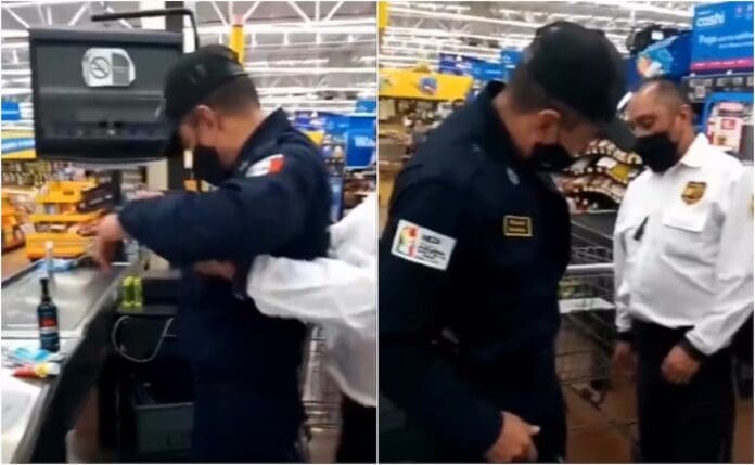 Video Policía es captado robando dentro de un Walmart en Edomex