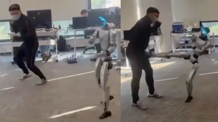 Robot karateka patea a su instructor en la entrepierna en China