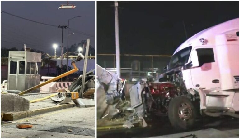 Tráiler impacta caseta de cobro tras ser asaltada en Tepotzotlán
