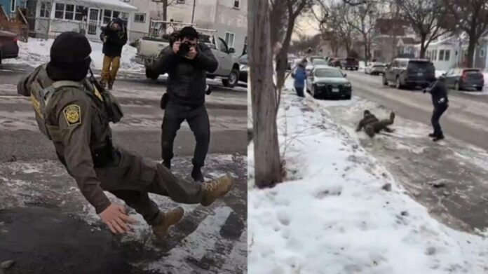 Video: Agente del ICE sufre caída durante redada en Minnesota, Estados Unidos