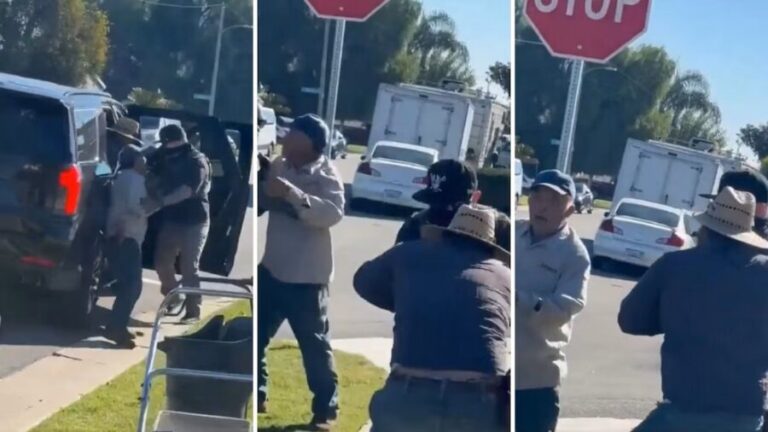 Video: Vecinos frenan operativo de ICE y evitan arresto de jardineros mexicanos en California