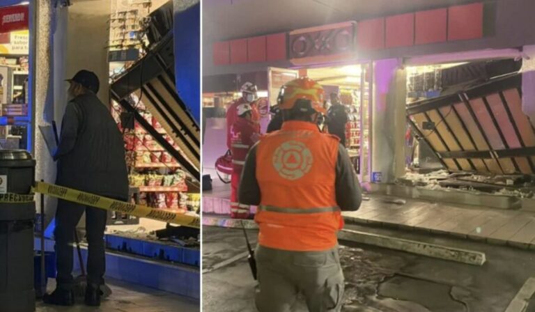 Hombre de la tercera edad choca contra Oxxo y lesiona a cajera en Nuevo León