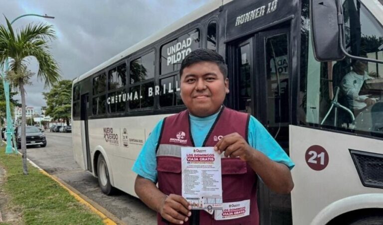Inicia transporte público gratuito en “Tu Ruta Chetumal” todos los domingos, una acción impulsada por el Gobierno de Quintana Roo.