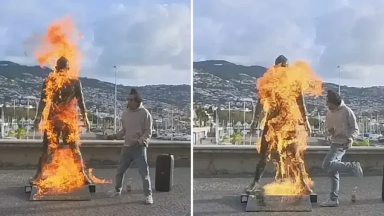 Tiktoker incendia estatua de Cristiano Ronaldo en Portugal