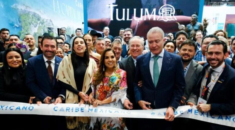 Mara Lezama y Josefina Rodríguez cortan listón inaugural del pabellón del Caribe Mexicano en Fitur 2026