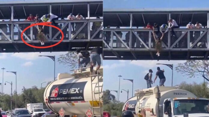 Video: Ciudadanos rescatan a mujer que se intentó lanzar de un puente en CDMX