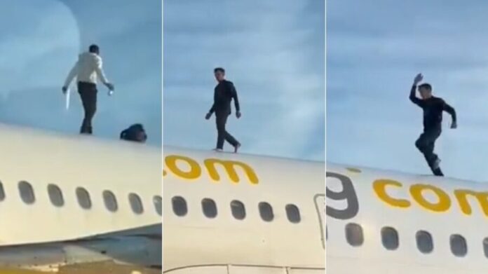 Hombre se sube al techo de un avión en Valencia, España y retrasa dos horas un vuelo a Ámsterdam