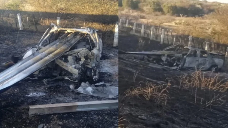 Adulto mayor muere calcinado tras volcadura de auto en Durango