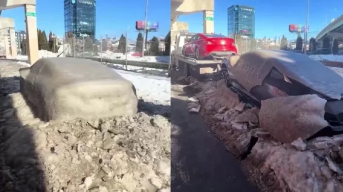 Mujer encuentra su auto congelado tras ola de frío en Filadelfia, Estados Unidos