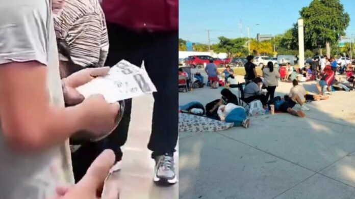 Miles de personas esperan por horas para obtener boletos gratuitos para Banda MS en Cancún; sujetos los revenden.