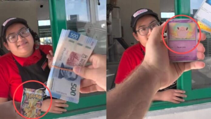 Video: Mujer rechaza 10 mil pesos de propina por un sobre de cartas Pokémon