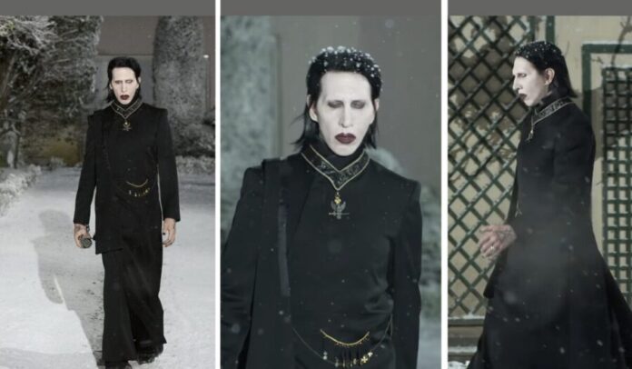 Video Marilyn Manson causa sensación al desfilar para una firma gótica en la Semana de la Moda de París