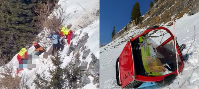 Muere mujer tras caer en una cabina de teleférico a más de mil metros de altura en los Alpes de Suiza